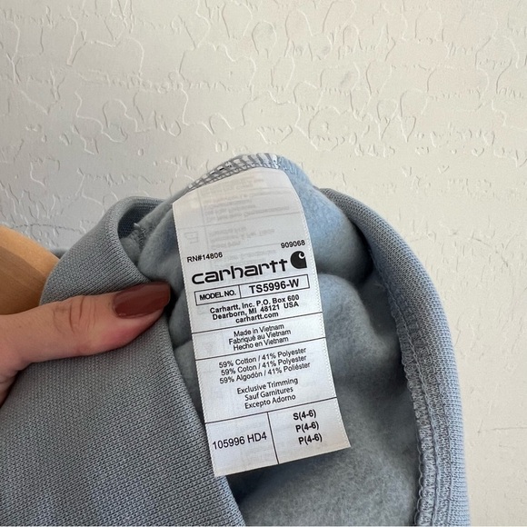 Carhartt Women's Hoodie Rain Defender Relaxed Midweight Graphic Sweatshirt Blue - Picture 5 of 5